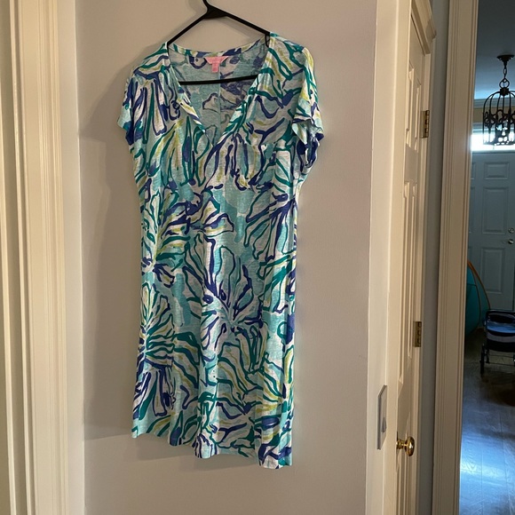 Lilly Pulitzer Duval Dress in Pool Blue Stay Cool print - Picture 2 of 5